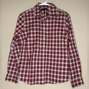 Lands' End Red and White Checkered Men's Shirt
